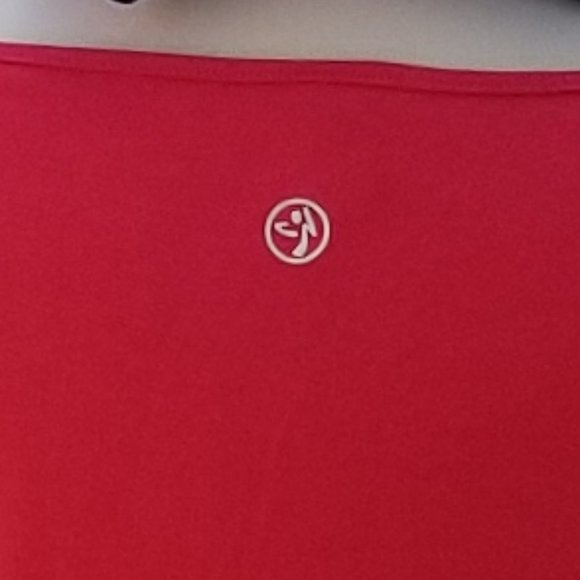 Zumba Wear Red V-neck Tee with White ZUMBA lettering Size M/L - Picture 7 of 8